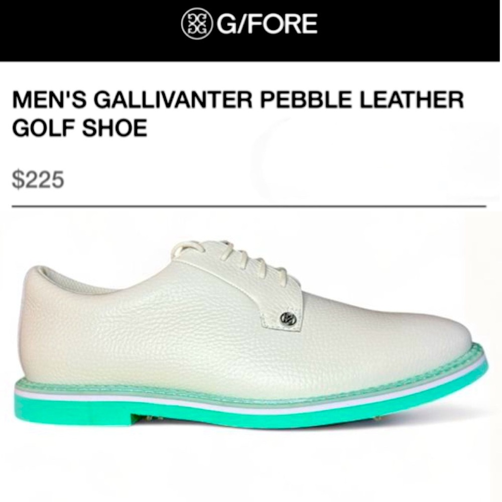 G/FORE Pebble Leather Gallivanter Golf Shoe - Snow/Mint